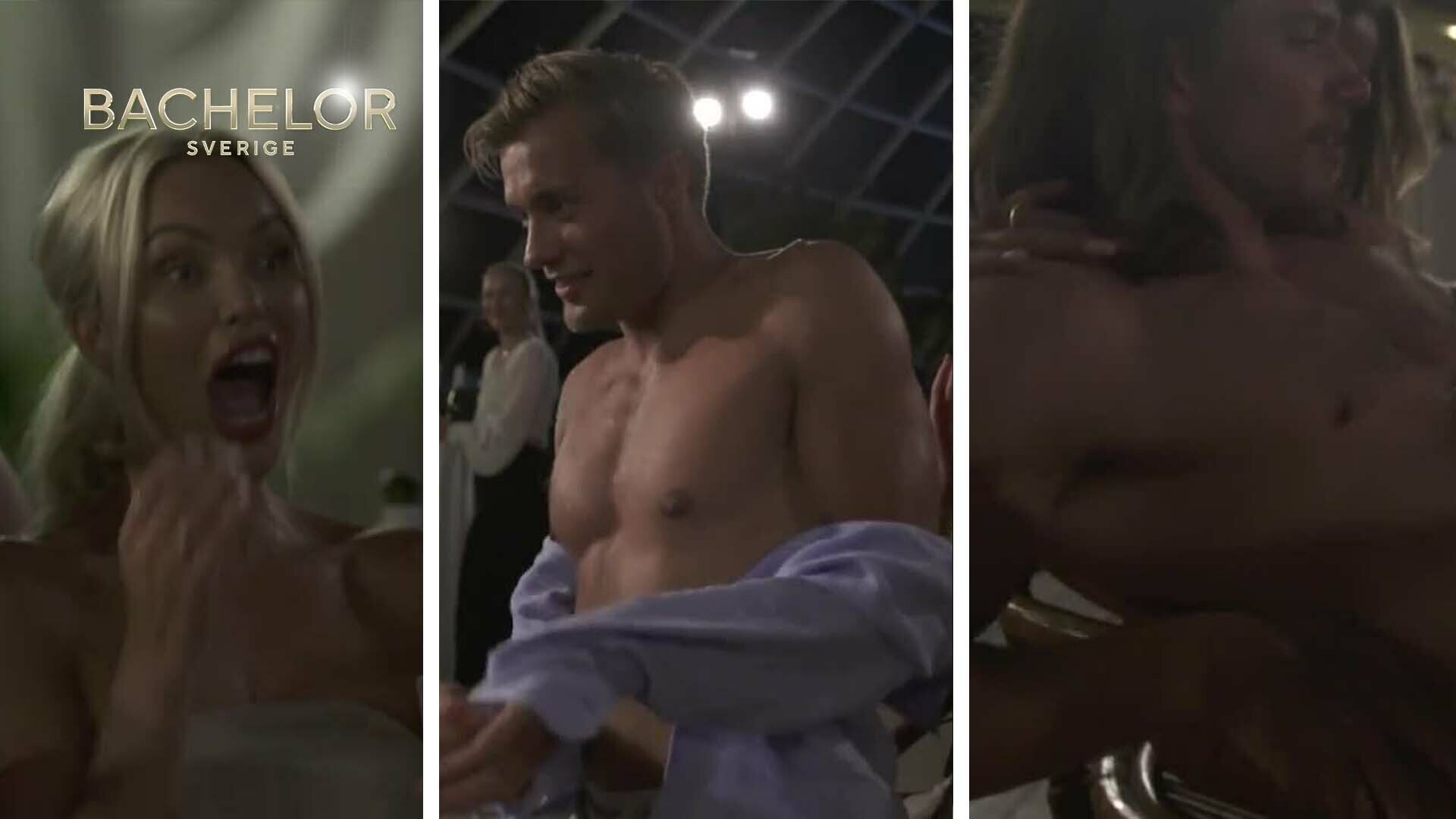 Bortklippta scenen när killarna strippar i Bachelor Sverige