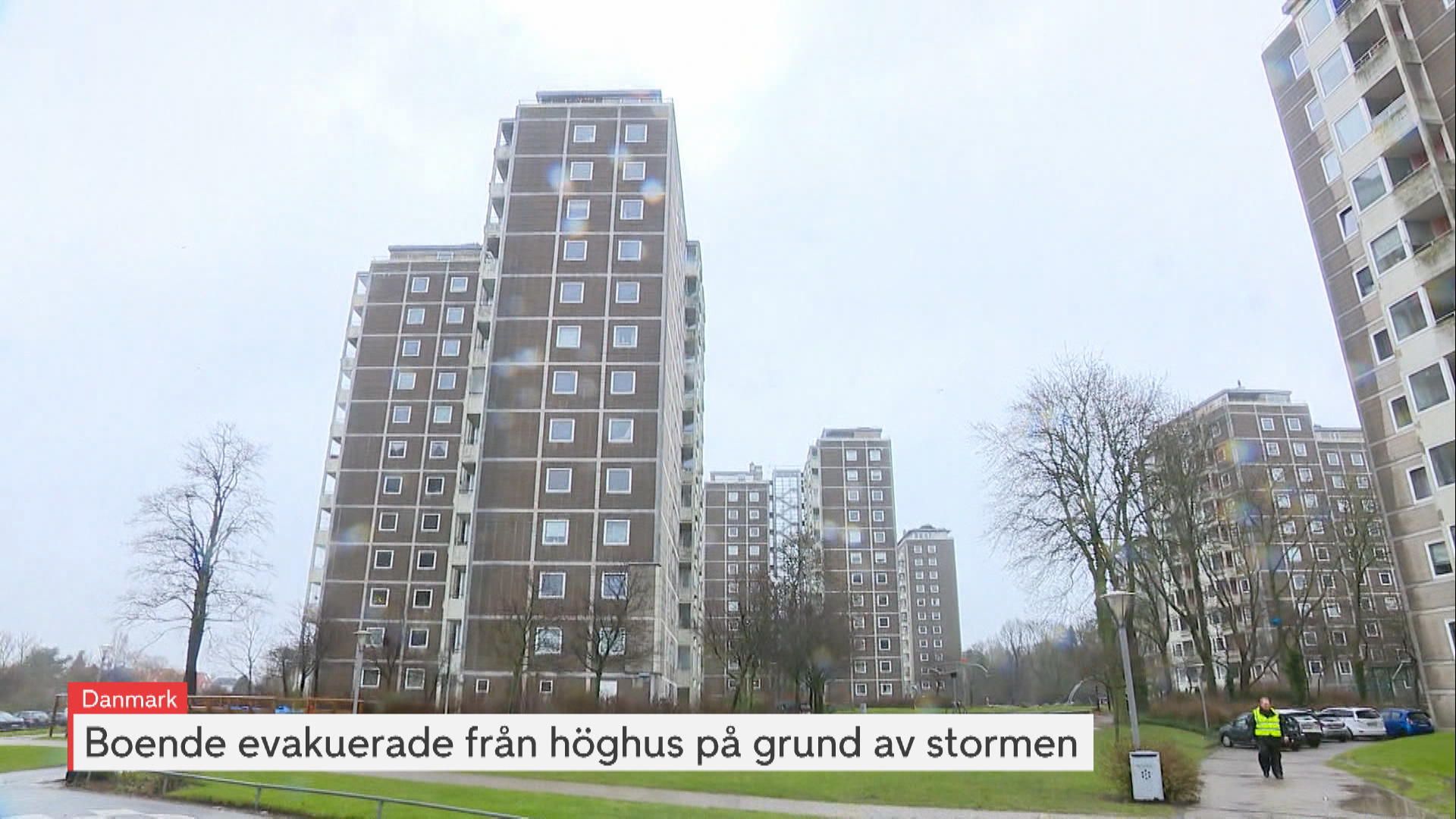 Boende evakueras från höghus på grund av stormen
