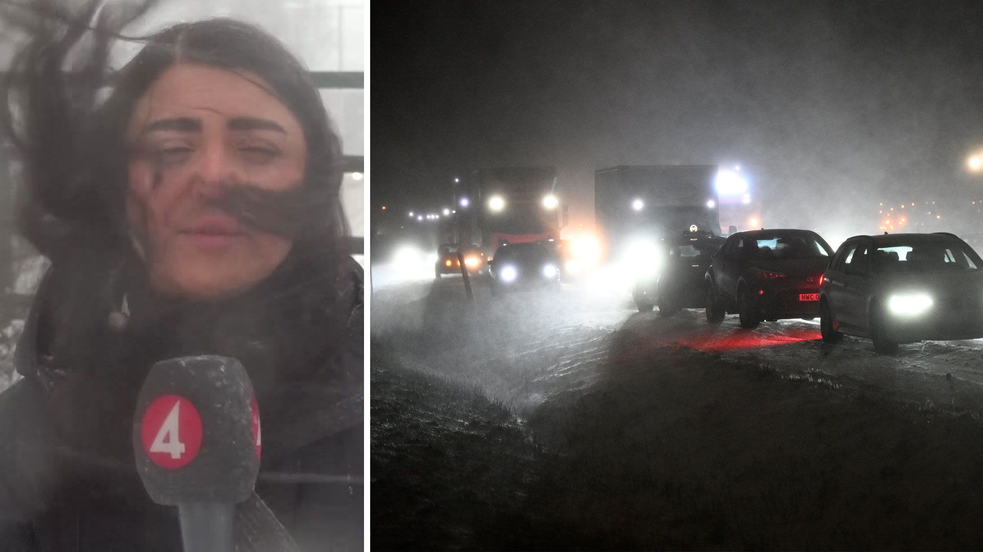 Se bilderna från snökaoset i Stockholm